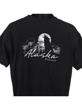 Alaska T Shirt Mens Size Large Black Wolf Howling Princess Alaskan Cruise